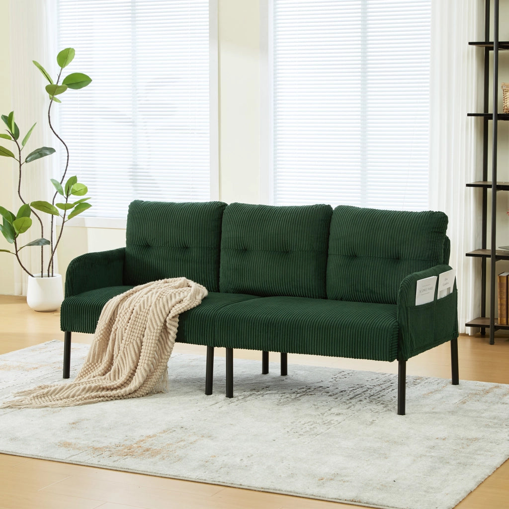 DIVANO 3 posti 171x72x80 cm in corduroy Verde smeraldo