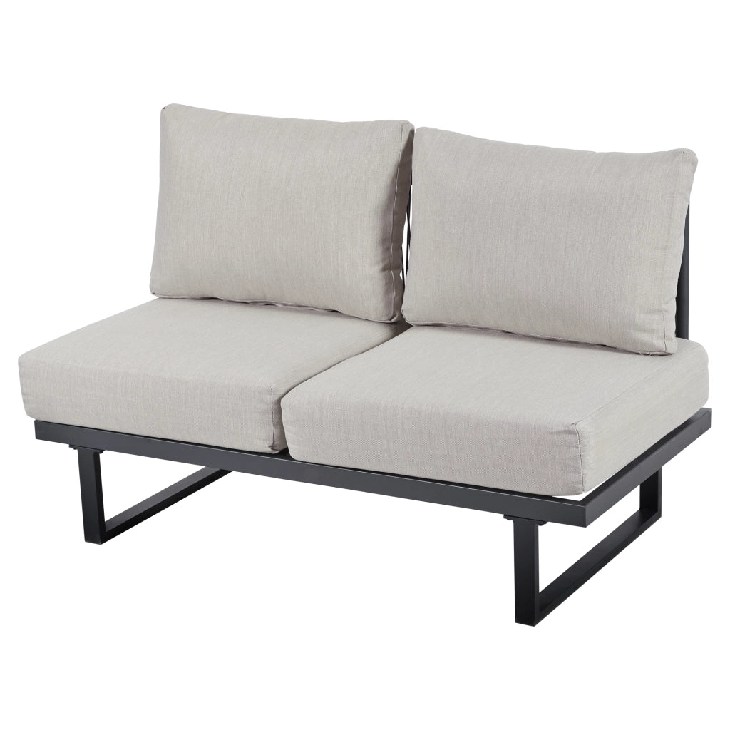 Set da Giardino con Divano Angolare e Tavolo ¨C Xylo ¨C Acciaio Zincato, Grigio Beige