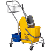 Carrello Pulizie Professionale 72x49,5x95 cm Blu con Secchio 25 L, Strizzatore e 4 Ruote