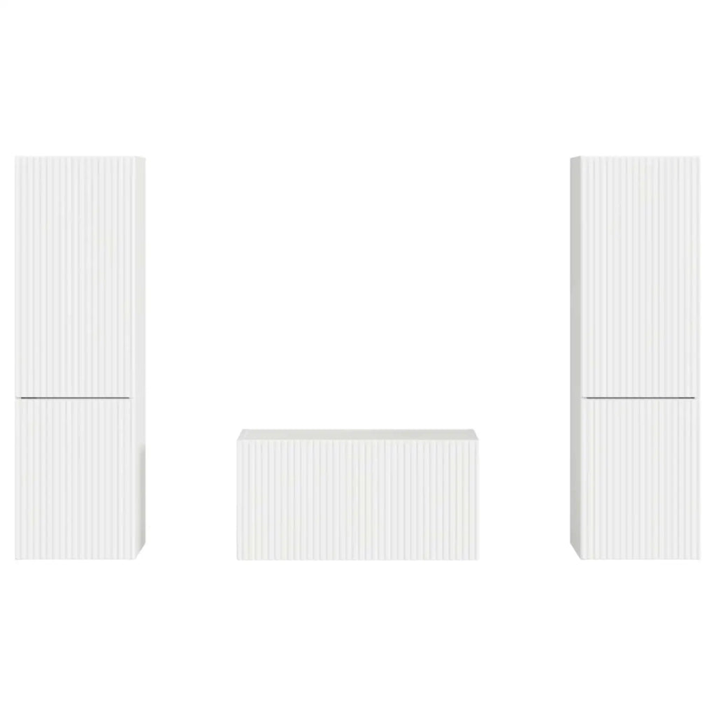 Set mobile TV 5 pcs Bianco Lucido Legno multistrato