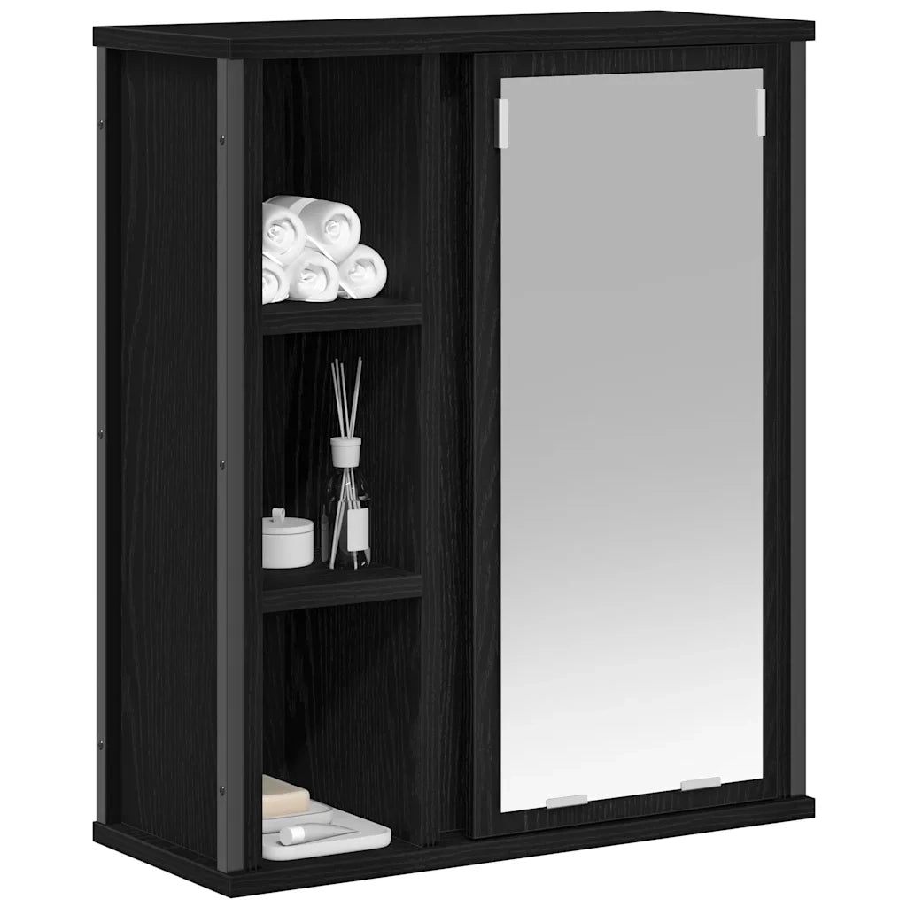 Pensile da Bagno con Specchio Rovere Nero 50x21x60 cm 861902
