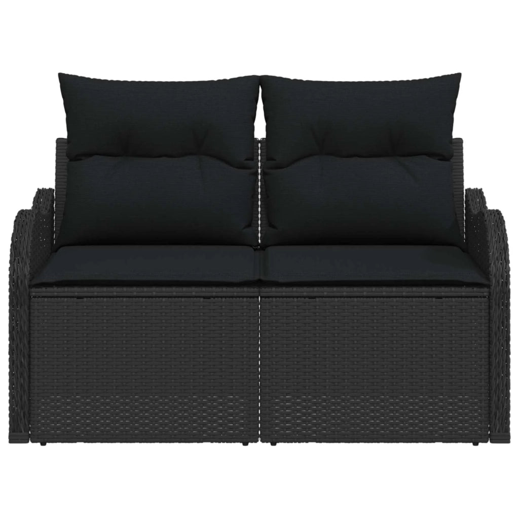 Divano da giardino con cuscino Nero 121 x 62 x 69cm polyrattan 42006721