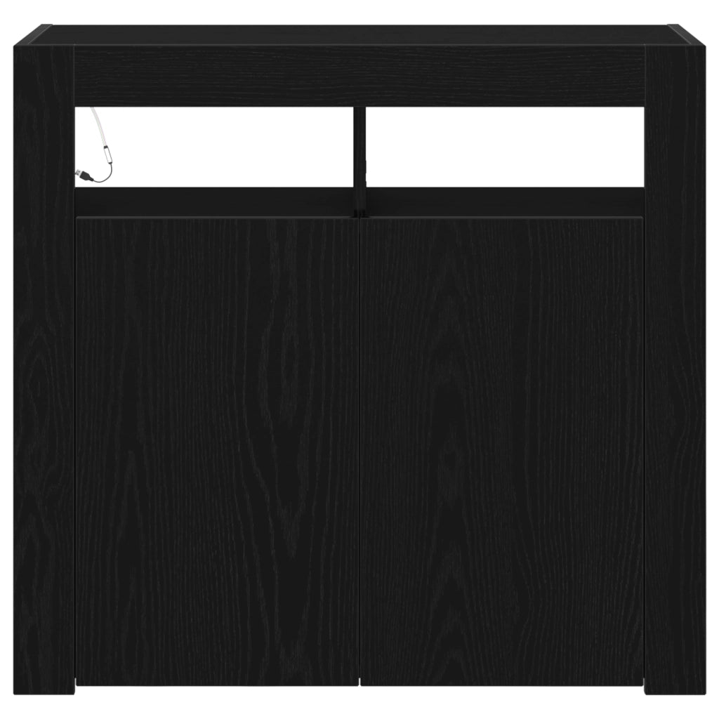 Mobile con luci LED Rovere Nero 80x35x75 cm in legno ingegnerizzato