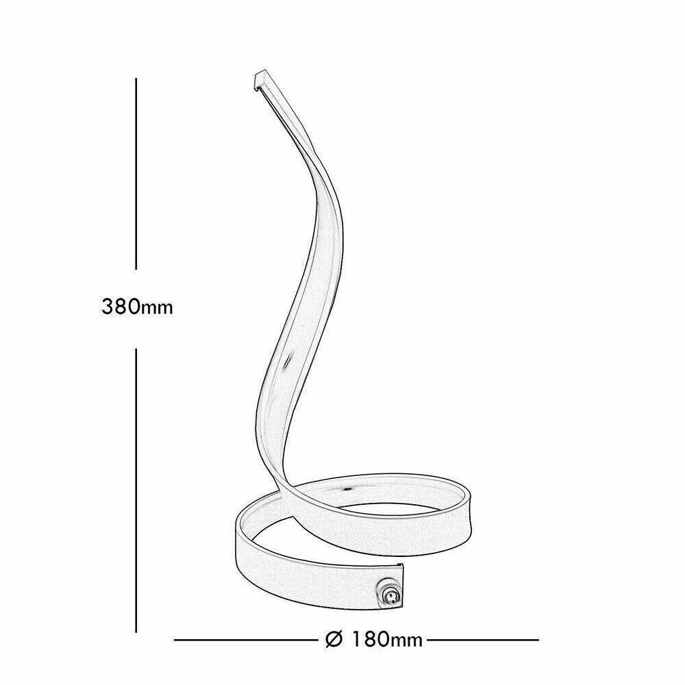 Trade Shop - Lampada Da Tavolo Led Moderna A Spirale Curva 12w Luce Comodino Argento Abatjour - -bianco Naturale      -