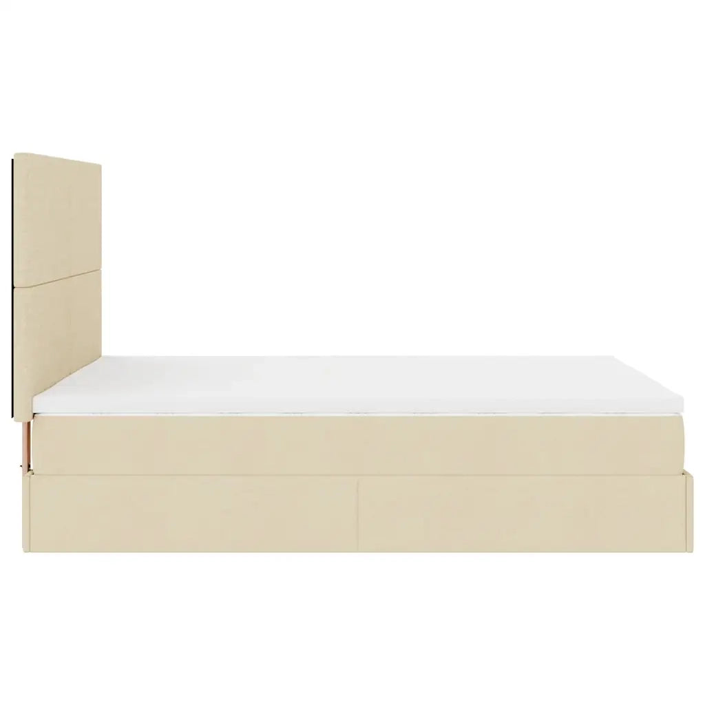Struttura Letto Pouf con Materasso Crema 140x200 cm in Tessuto 3313083