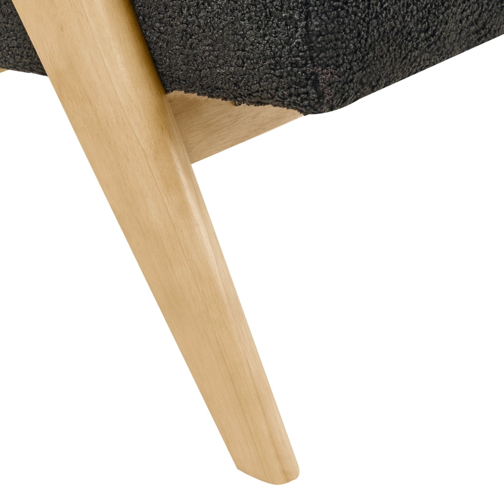 Divano a 2 posti Rivestimento in bouclé nero e marrone chiaro Design retrò Gambe in legno Soggiorno