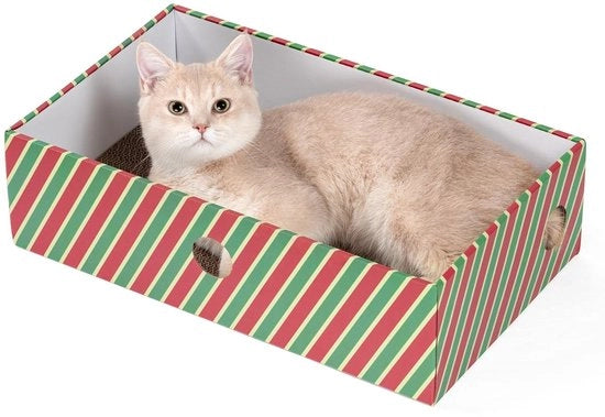 Krabbameubel periscopico con box, grande krabbaplanca per gatti, krabbaplanca a doppia faccia per gatti, aperture interattive, adatto per gatti da appartamento, con erba per gatti (1 pezzo, grande, legatura a cappio)