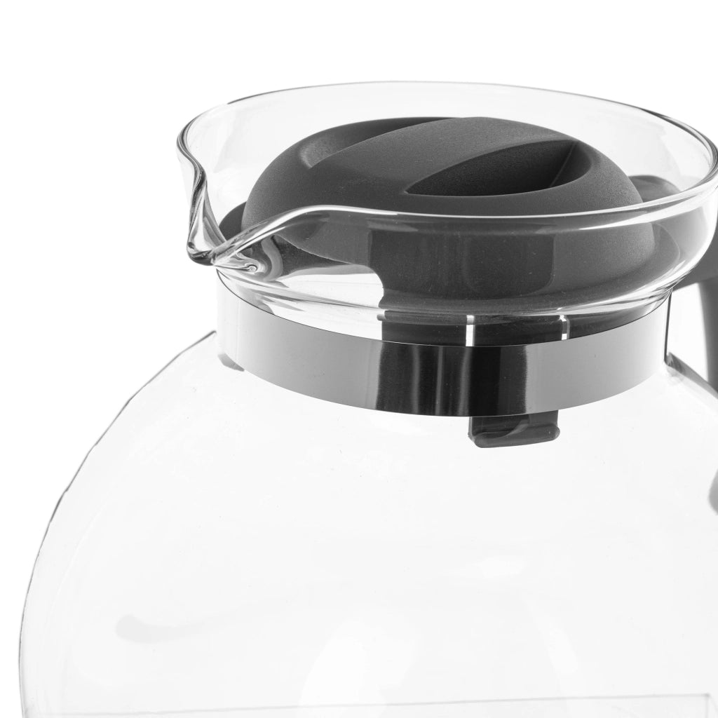 KADAX Brocca in vetro per tè e caffè da 1,7 l, resistente al calore, con coperchio, colore grigio.