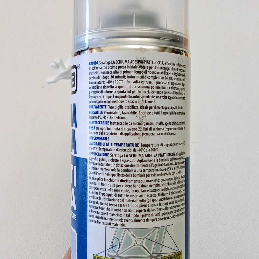 Saratoga 500ml / 22lt schiuma adesiva per fissaggio piatti doccia su massetto