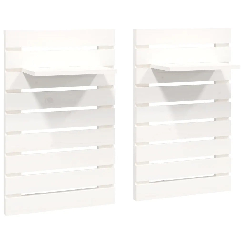 Mensole da Letto a Parete 2 pz Bianco Legno Massello di Pino 824769