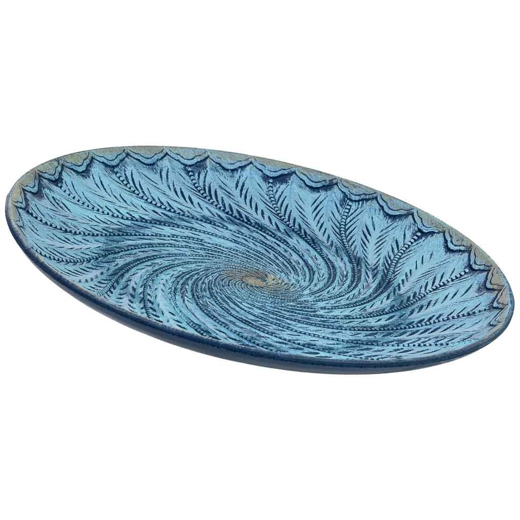 Vassoio decorativo in legno blu, 40x40x4h cm