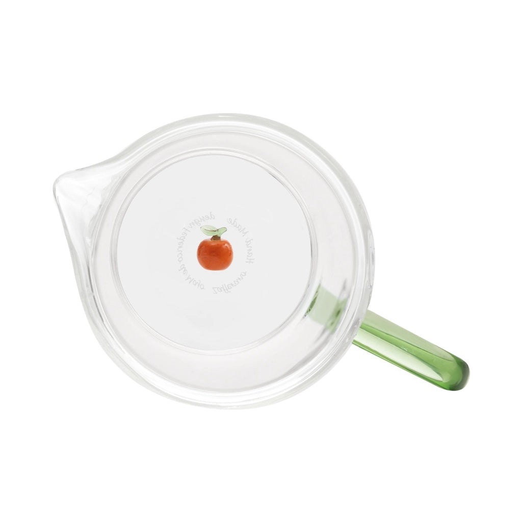 Teca Frutta Caraffa in Vetro Borosilicato Artigianale con Decorazioni Arancia a Doppiofondo per Servizio Tavola Design Elegante ed Esclusivo