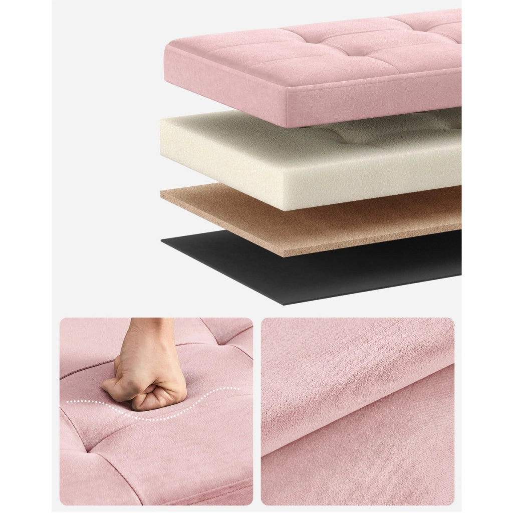 Panca Contenitore Pieghevole Oskar in Velluto Rosa Pastello