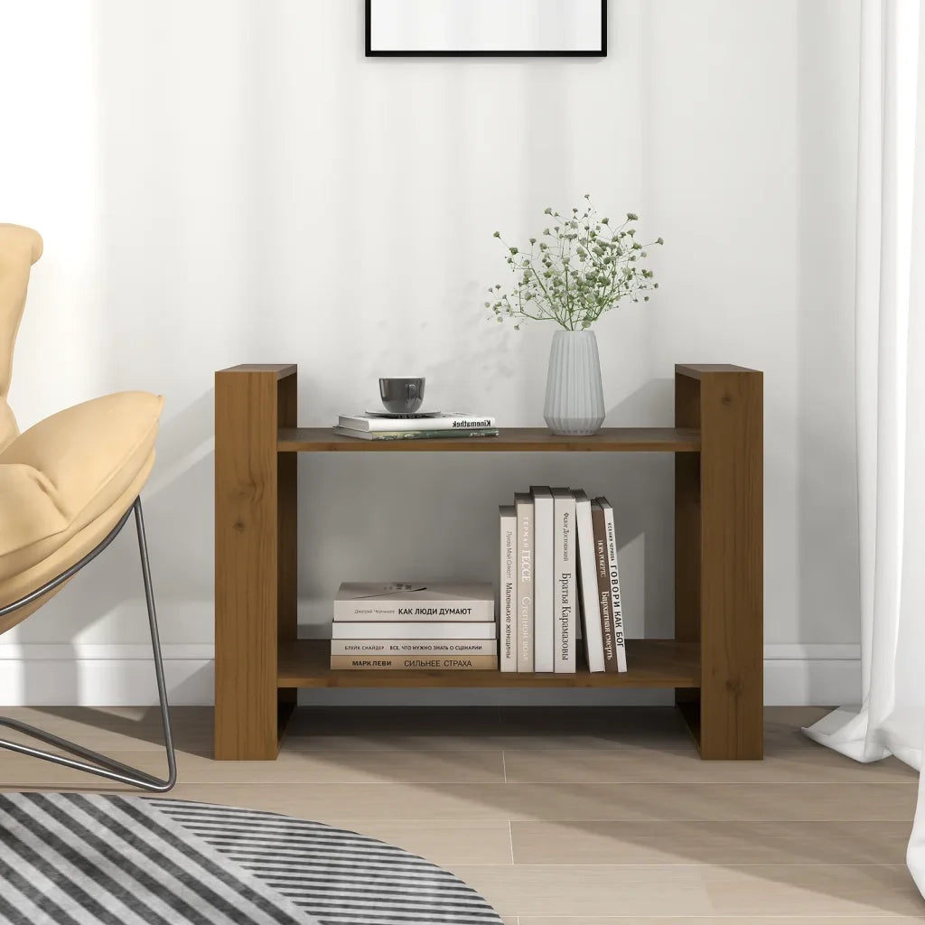 Libreria Divisorio-Scaffale per Libri-Mobile di Stoccaggio Ambrato 80x35x56,5 cm Legno Massello di Pino