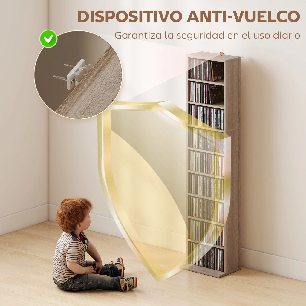 Libreria per CD DVD ¨C Xylo ¨C legno naturale, 260 CD, 33x24x140 cm