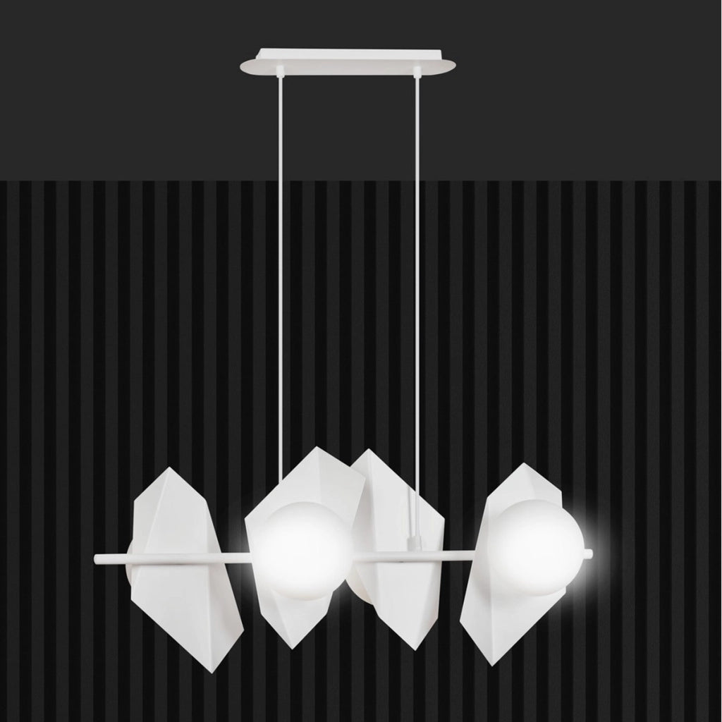 Lampada a sospensione Drifton in acciaio bianco