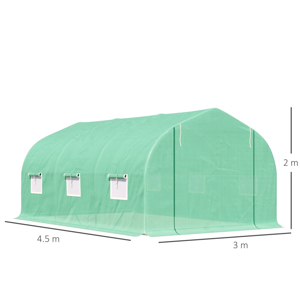 EasyComfort Serra per Orto a Tunnel 4.5x3x2m con Tetto Spiovente in PE e Tubi d'Acciaio Verde Scuro
