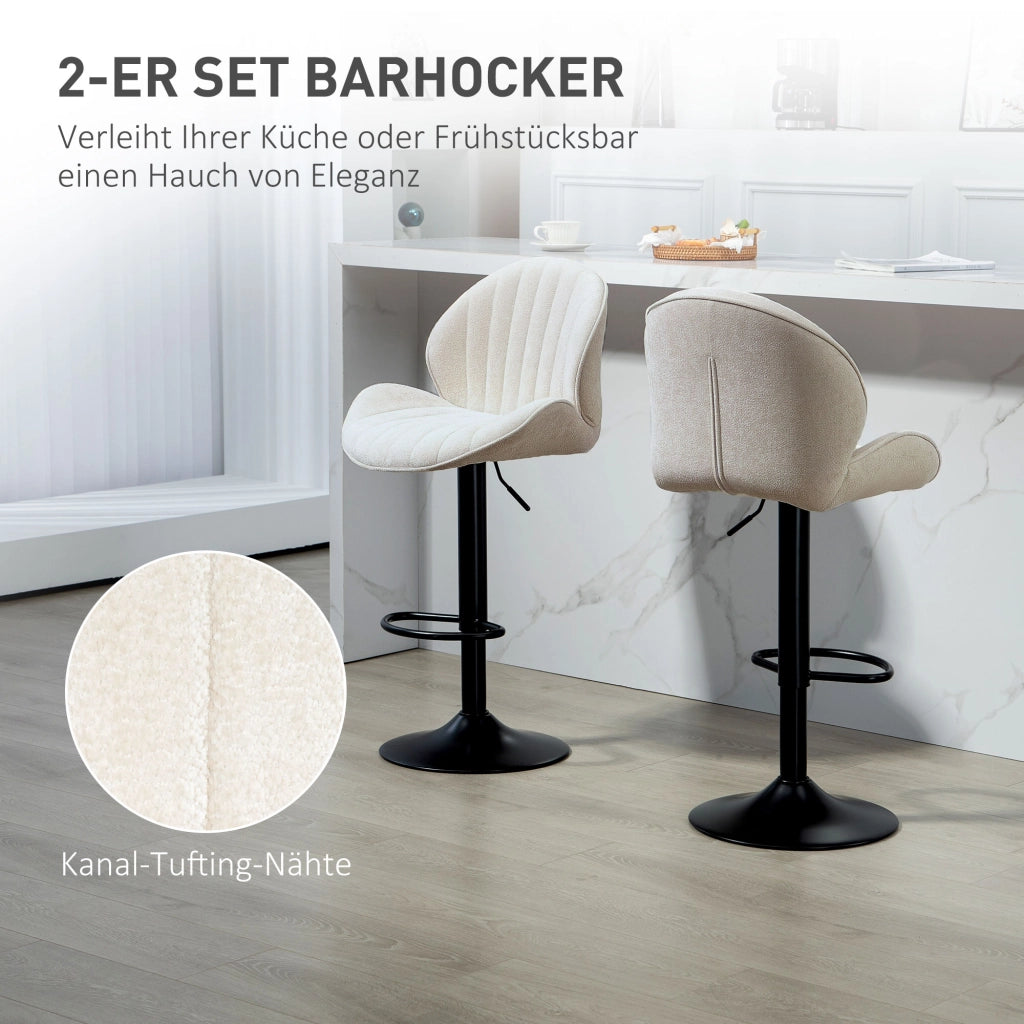 Set 2 sgabelli da bar imbottiti ¨C zephmum ¨C tessuto beige, altezza regolabile, girevoli