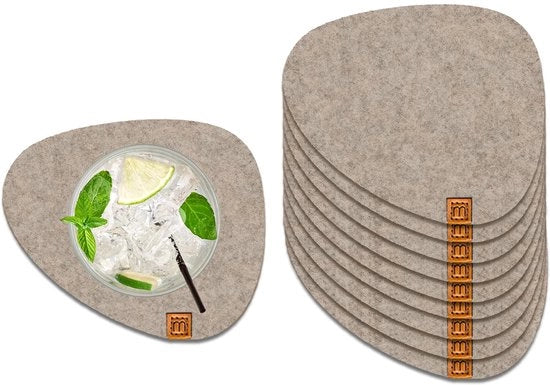 Set di 10 Onderzetters in Velluto | 13 x 11 cm | Onderzetters in Velluto di Vetro Sostenibili Oekotex | 10 Onderzetters per Bicchieri, Coppe, Candele, Tazze, Bar | Decorazione da Tavola | Beige