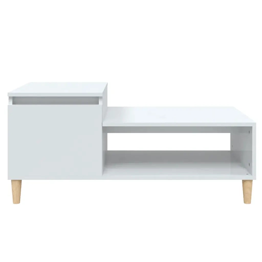 Tavolino da Salotto Bianco Lucido 100x50x45cm Legno Multistrato cod mxl 10136