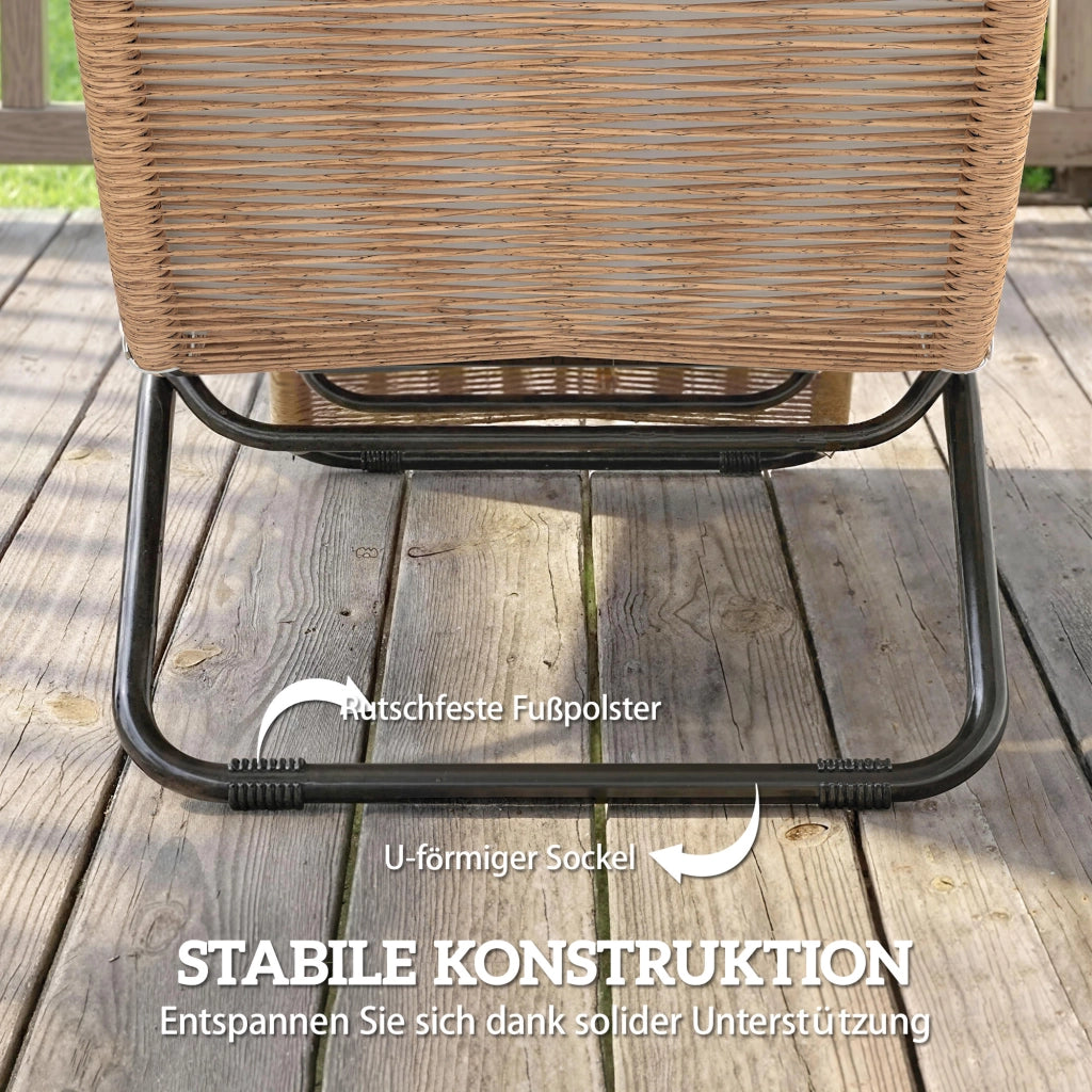 Lettino da giardino in polyrattan a forma di S con cuscino ¨C zephmum ¨C grigio