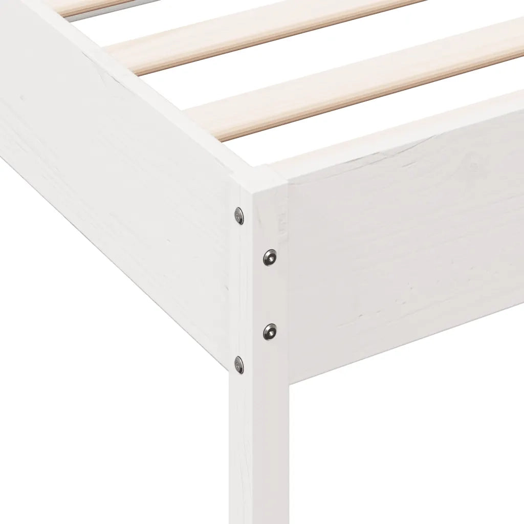 Letto senza Materasso Bianco 90x190 cm in Legno Massello Pino 842727