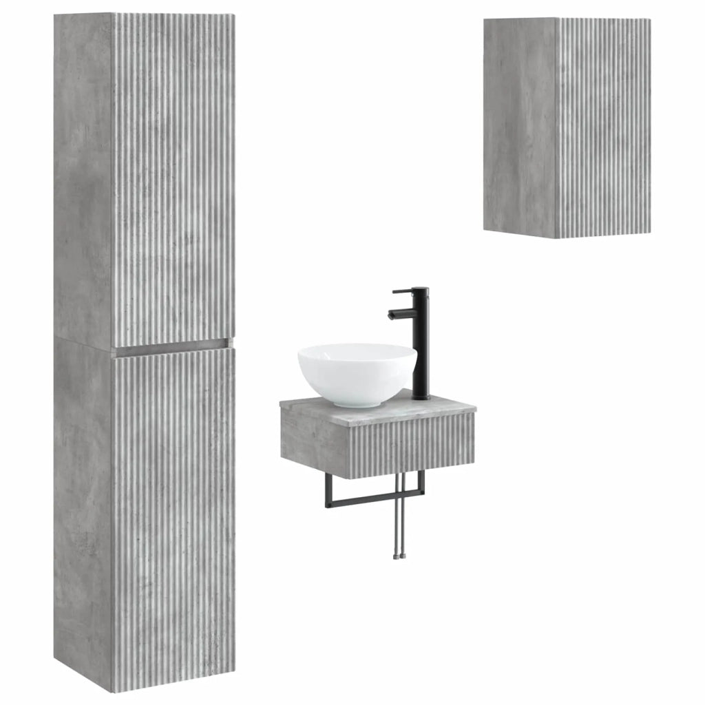 Set di mobili per il bagno 3 pz Grigio Cemento 3406046