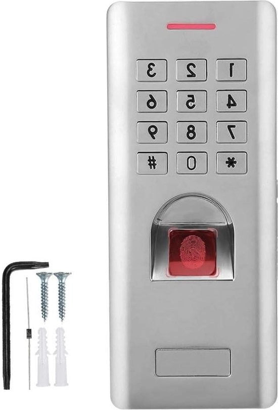 Sistema di Controllo di Accesso Biometrico con Lettura delle Impressioni Digitali delle Dita - Interfaccia Wiegand 26 - Caso in Metallo - IP66 - Resistente all'Acqua - Controllore di Porta con Password - Sistema di Controllo di Accesso per Ufficio.