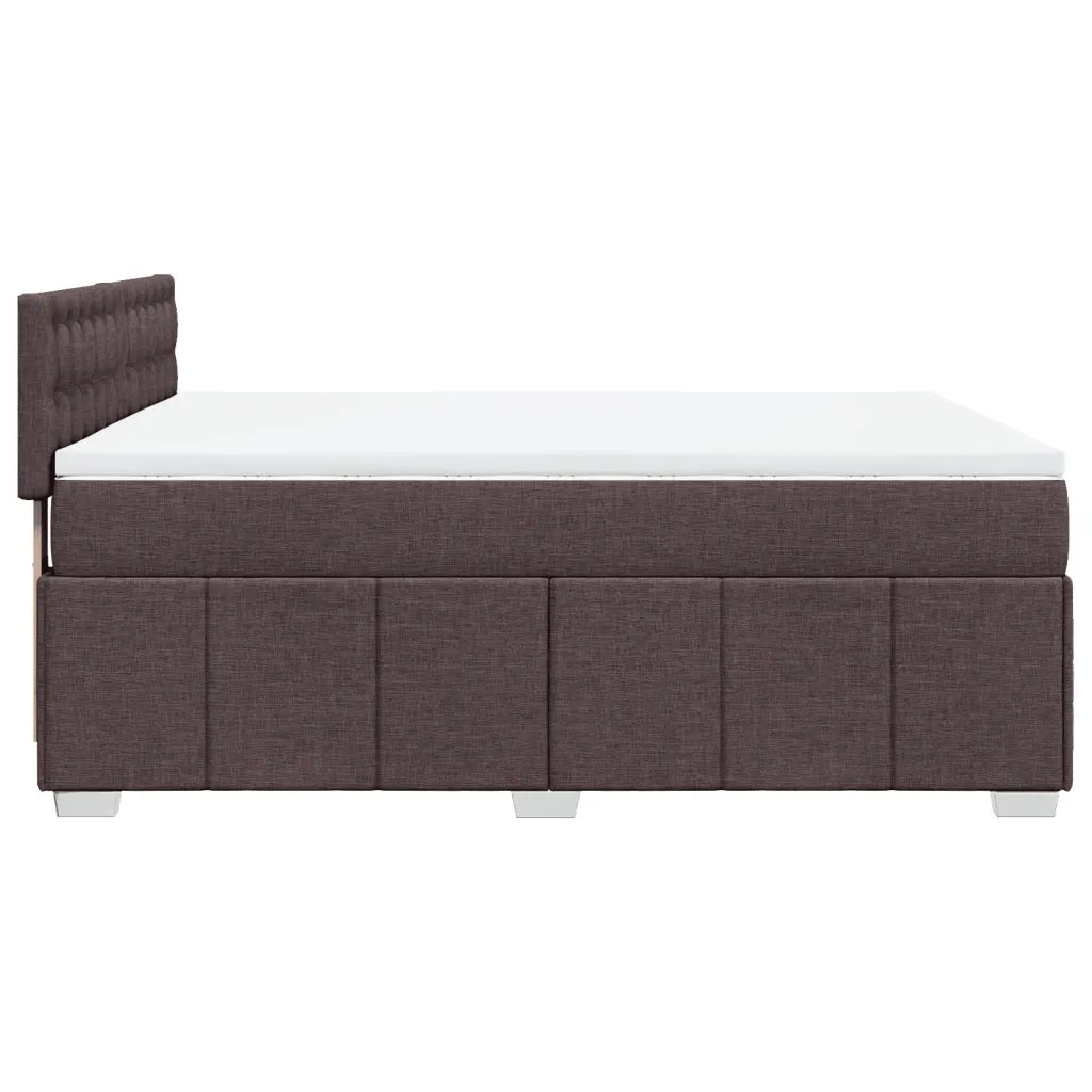 Giroletto a Molle con Materasso Marrone Scuro 140x200cm Tessuto