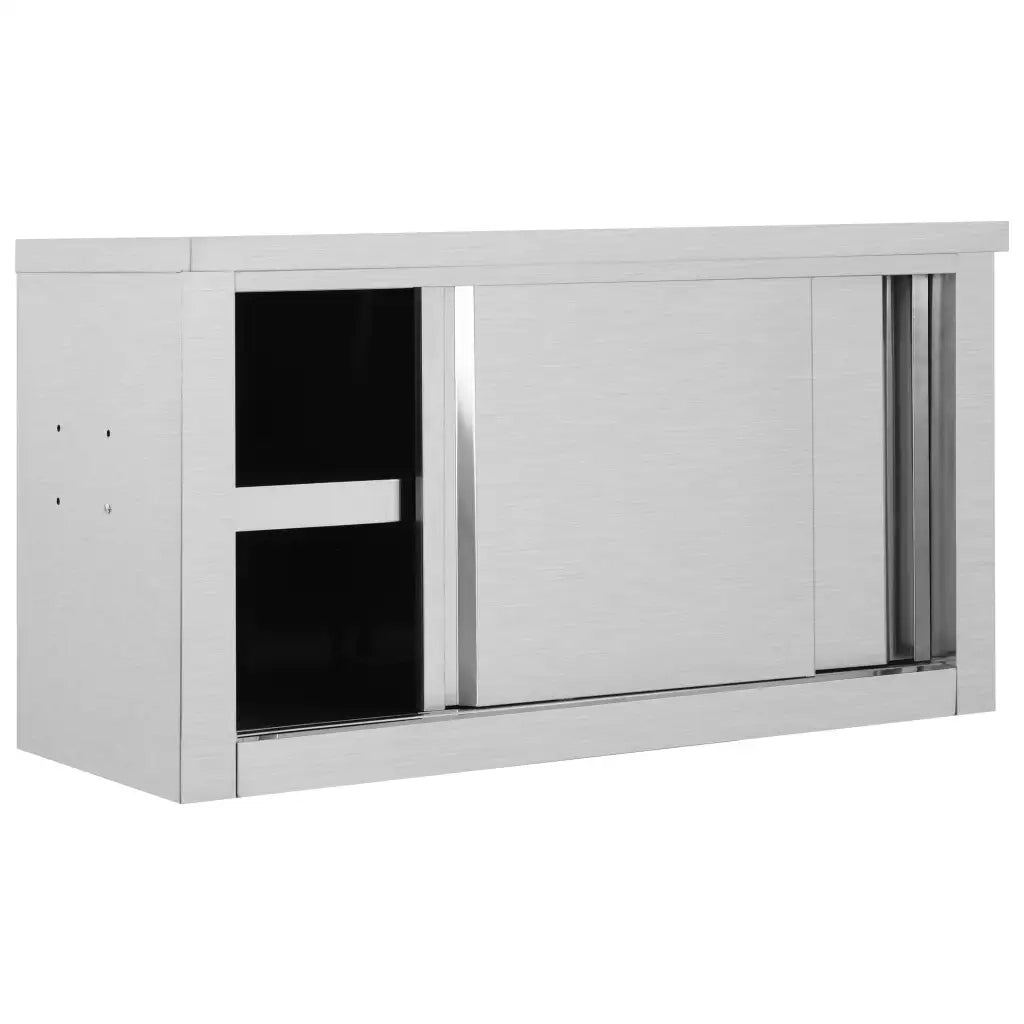 Armadio da Cucina con Ante Scorrevoli-Armadio da cucina 90x40x50cm Acciaio Inox