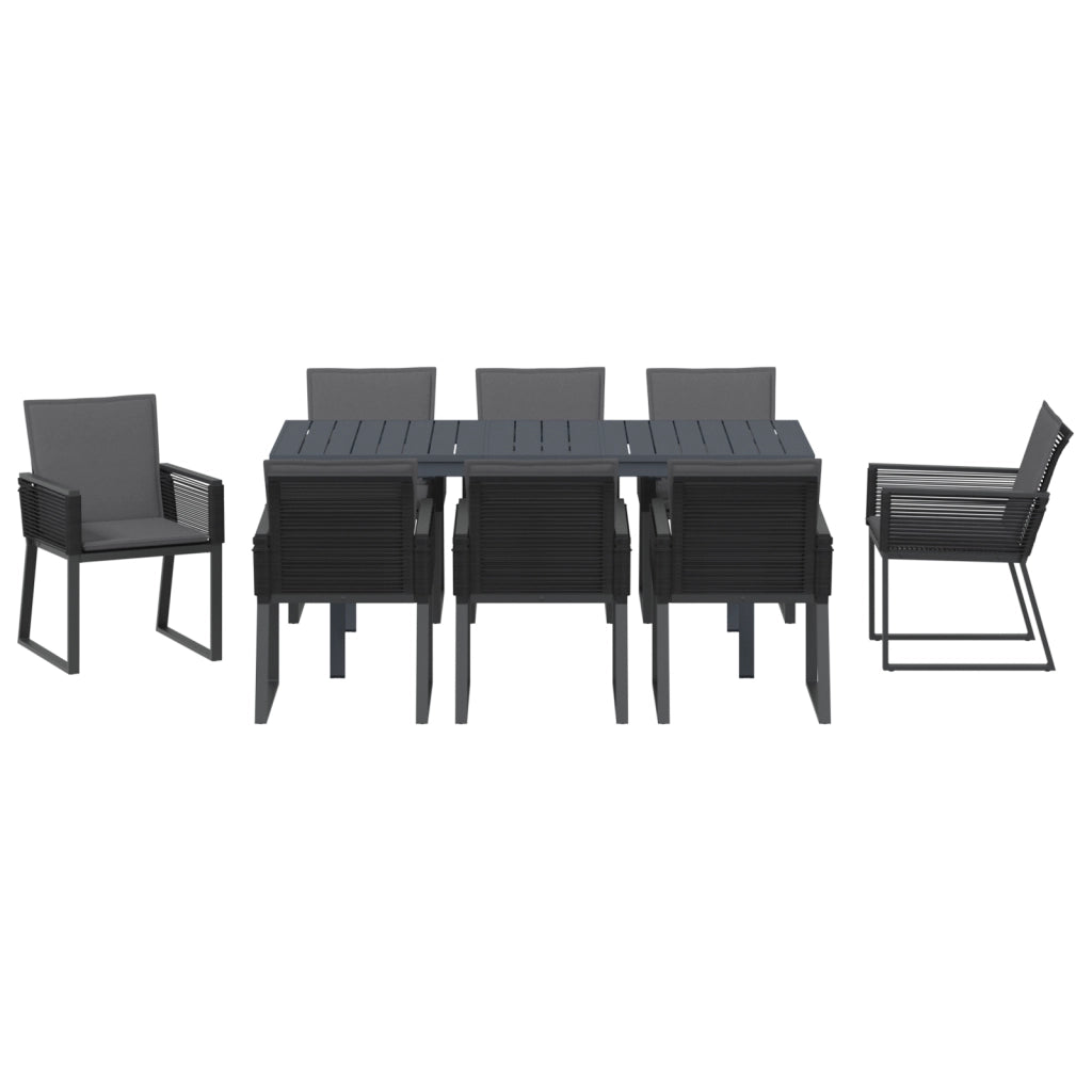 Set da Pranzo Giardino 6 Pezzi con Cuscini in Acciaio Antracite e Polyrattan