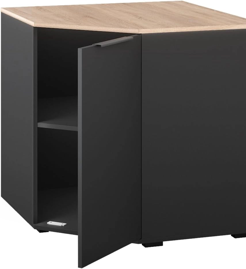 Credenza Betti, Antracite/Sonoma, 77.9 x 77.9 cm con 1 porta, per riporre abiti e oggetti di uso quotidiano