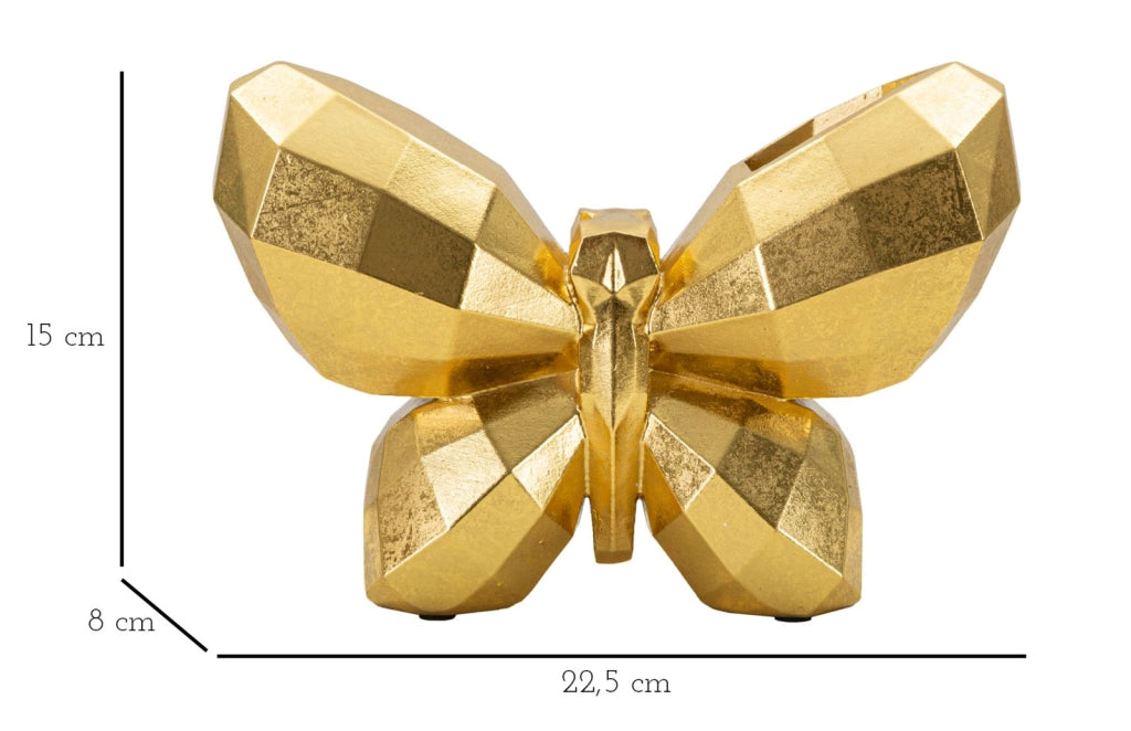 Vaso Butterfly Gold 22,5x8x15 cm in Resina Oro