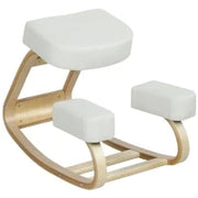 Sedia Ergonomica con Inginocchiatoio in Legno di Betulla e Cuscino, 51x69x58 cm, Crema