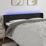 Testiera a LED Nera 163x16x78/88 cm in Velluto 3123012