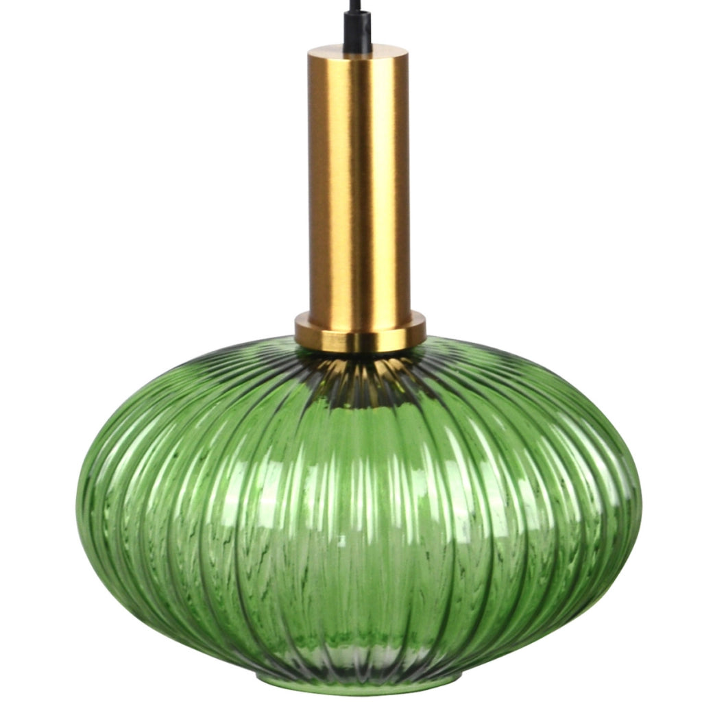 Lampada a sospensione Norfolk verde/ottone E27 Ø24,5 cm