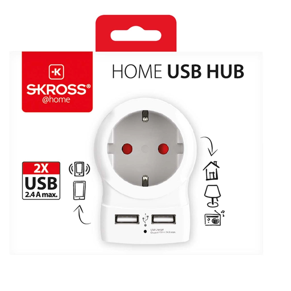 Adattatore di rete Europa a 2 USB-A 4000W Bianco Skross