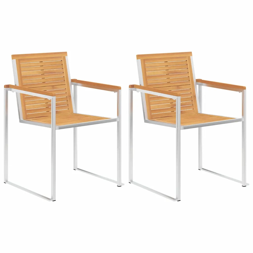 Sedie da Giardino 2 pz | Sedie da Esterno con Cuscini in Legno di Teak e Acciaio