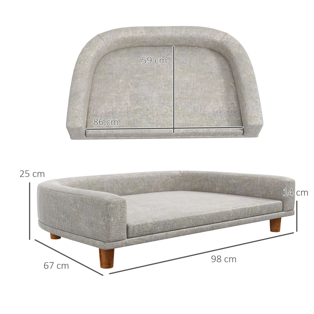 Cuccia per Cani di Taglia Grande Divano con Cuscino Sfoderabile 98x67x25 cm Grigio