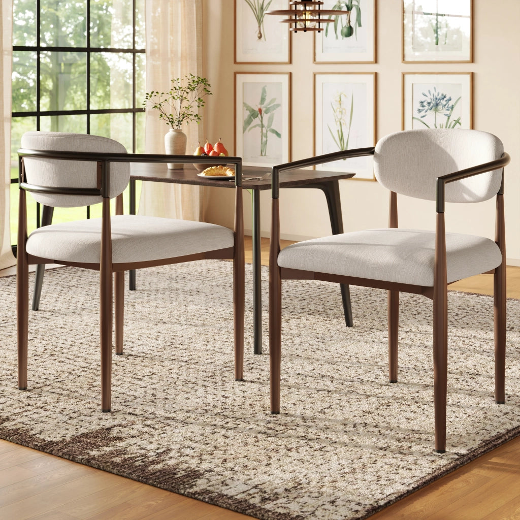 Sedia da pranzo in lino - Zephmum- 2 pezzi, design ergonomico, piedi regolabili