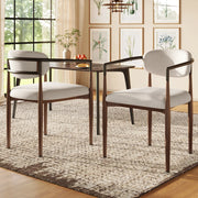 Sedia da pranzo in lino - Zephmum- 2 pezzi, design ergonomico, piedi regolabili
