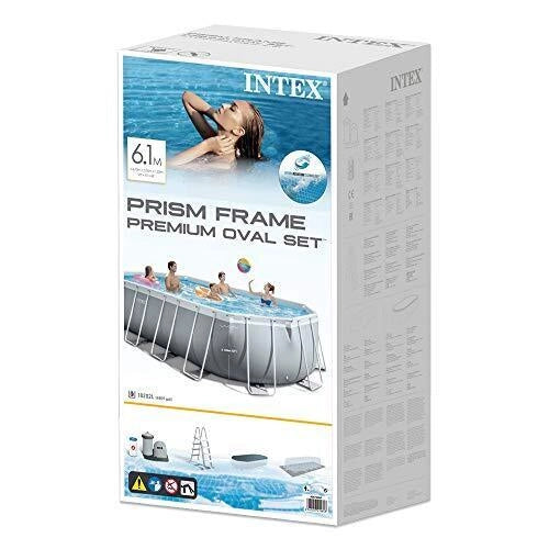 Intex Piscina 26798 Prisma Metal Frame Ovale con Filtro A3, dimensioni 610x305x122 cm