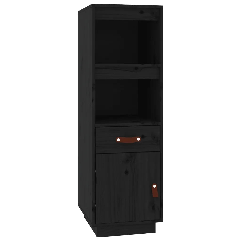 Credenza Nera 34x40x108,5 cm in Legno Massello di Pino 820156