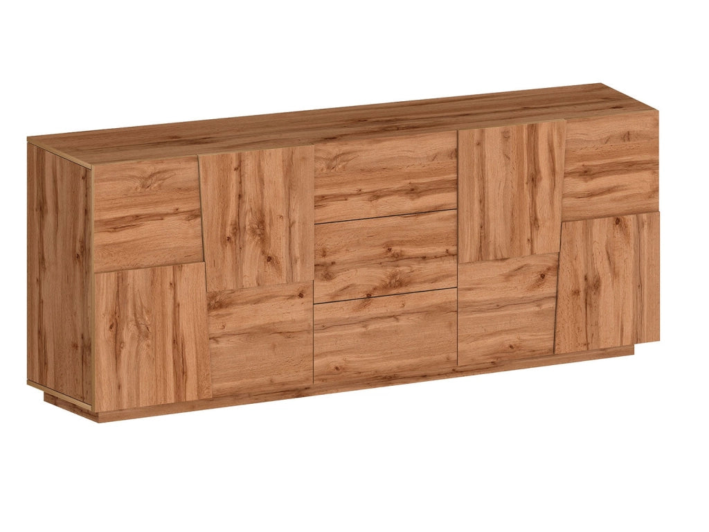 Credenza 4 Ante 3 Cassetti 220x44x86 cm Pongo 4A 3C Rovere Wotan