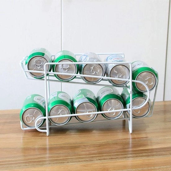 Organizzatore per contenitori - Supporto doppio per bicchieri - Raccoglitore di lattine - Cassa per frigorifero - Organizzatore - Stacking - Adatto per lattine - Dispenser per bevande
