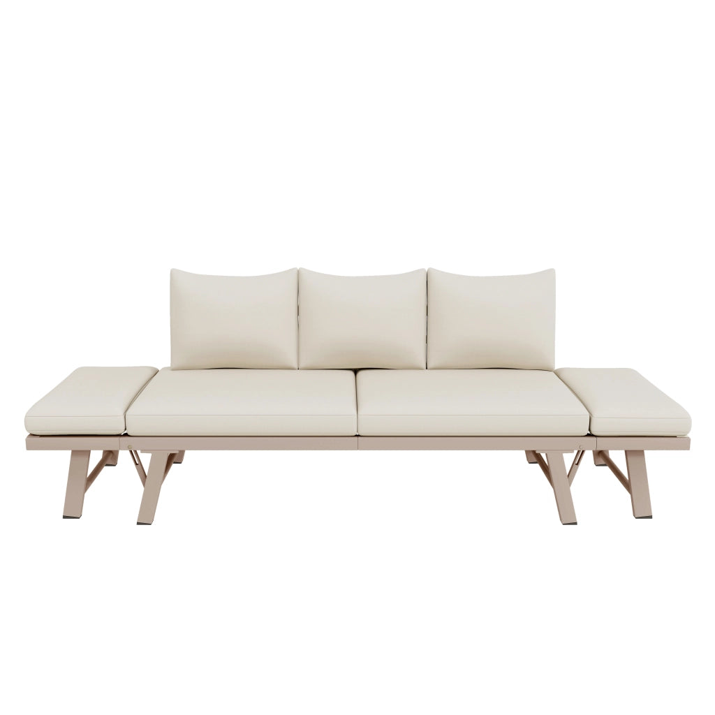 Set da giardino 3 posti con sdraio - Zephmum - Beige con braccioli pieghevoli