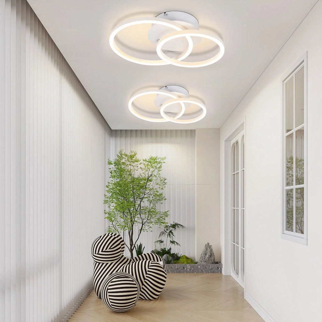 ZMH Lampada da soffitto plafoniera LED moderna 2 anelli rotonda 24W 3000K per soggiorno corridoio hotel