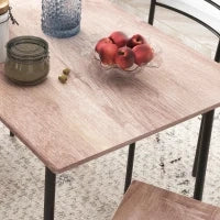 Set Tavolo e Sedie 5 Pezzi Salvaspazio con Tavolo da Cucina Rettangolare e 4 Sedie Moderne, in MDF e Acciaio