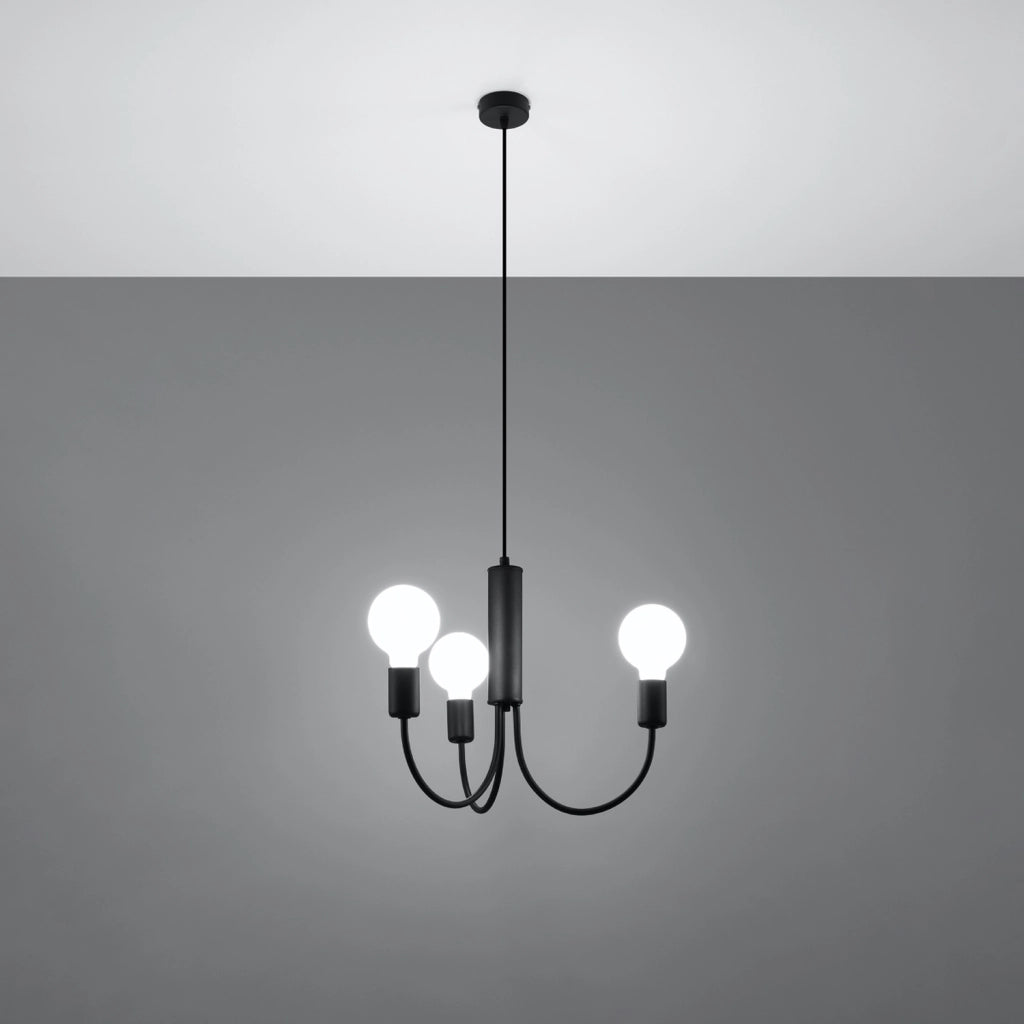 Lampadario Pure Lume MINIMO 3 luci nero metallo PU.0856