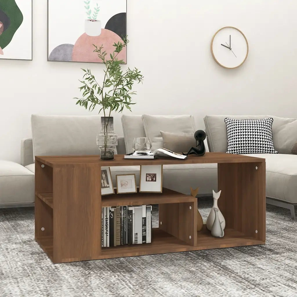 Tavolino Salotto Rovere Marrone 100x50x40cm Legno Multistrato cod mxl 29739